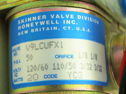 V9LCUFX1 Solenoid Valve Brass Multi Port 120V Coil 50 PSI 1/4" NPT
