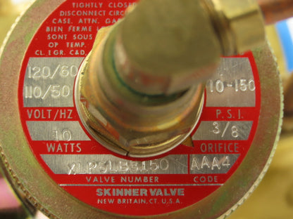 Honeywell Skinner XLP5LB3150 Brass Solenoid Valve 3-Way NC 120V 150 PSI 3/8" NPT