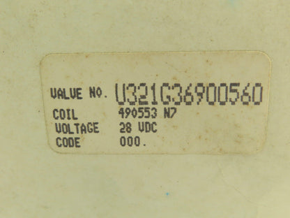 Skinner U321G3690 Intrinsically Safe IS Solenoid Valve 2-Way NC 28VDC 3/4" NPT