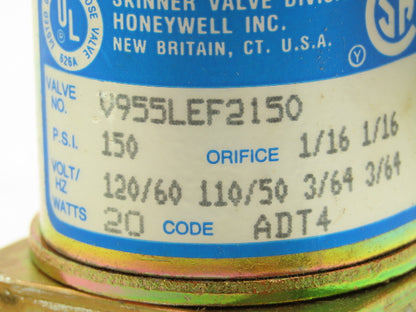 Honeywell Skinner V955LEF2150 Solenoid Valve 4-Way NO 120V 150 PSI 1/4" NPT