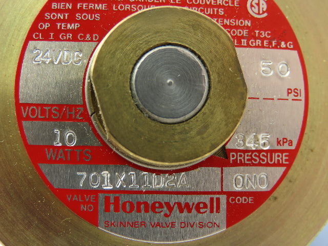 Honeywell Skinner 701X11D2A Solenoid Valve 2-Way NC 24VDC 50 PSI 1/4" NPT