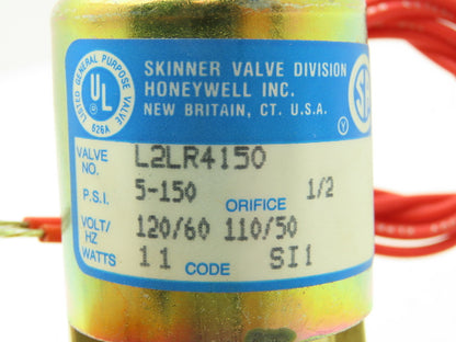 Honeywell Skinner L2LR4150 Brass Solenoid Valve 2-Way NC 120V 150 PSI 1/2" NPT