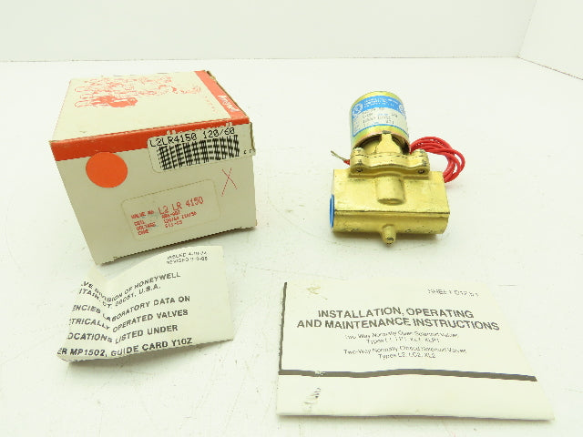 Honeywell Skinner L2LR4150 Brass Solenoid Valve 2-Way NC 120V 150 PSI 1/2" NPT