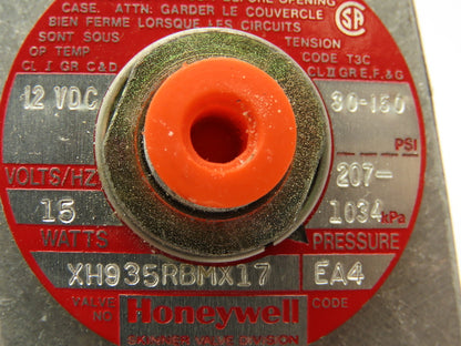 Honeywell Skinner XH935RBMX17 Solenoid Valve 4-Way NC/NO 12VDC 150 PSI 1/4" NPT