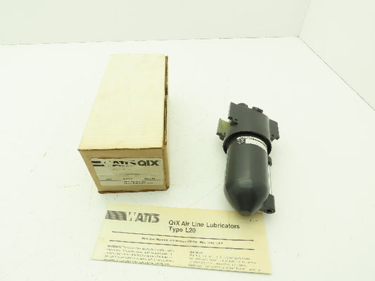 Watts L20-00 Pneumatic Air Line Lubricator 250 PSI QIX Ports 1/4"-1"