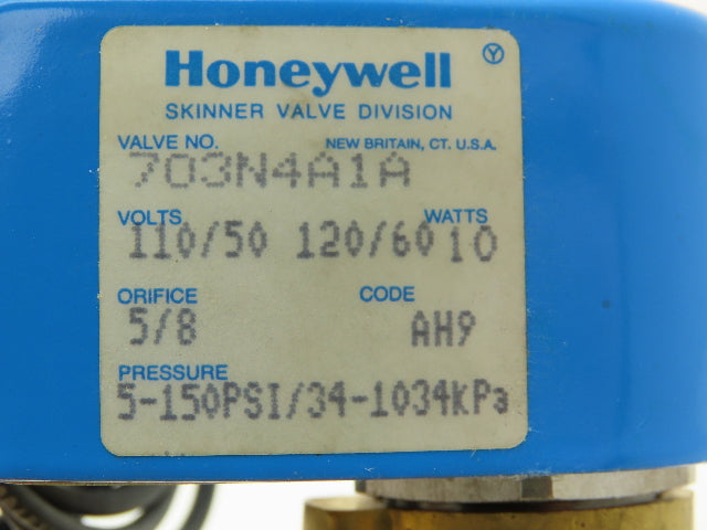 Honeywell Skinner 703N4A1A Solenoid Valve 2-Way NC 120V 5-150 PSI 3/8" NPT