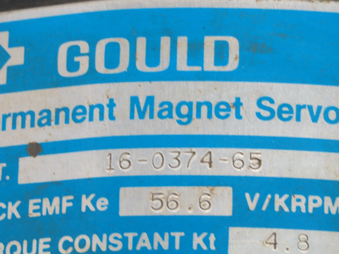 Gould 16-0374-65 Permanent Magnet Servo Motor 56 RPM 24A