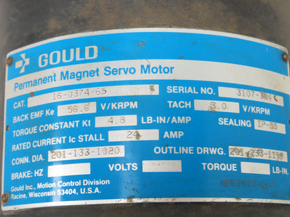 Gould 16-0374-65 Permanent Magnet Servo Motor 56 RPM 24A