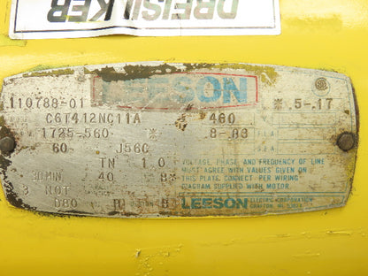 Leeson C6T412NC11A Brake Motor .5HP 1725-560 RPM 460V 3PH J56C