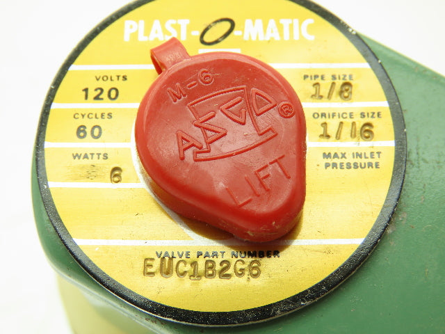 Plast-o-matic EUC1B2G6 Solenoid Valve PVC 2-Way 1/4" NPT NC 120V Coil