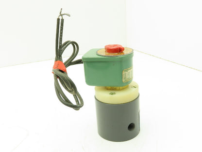Plast-o-matic EUC1B2G6 Solenoid Valve PVC 2-Way 1/4" NPT NC 120V Coil