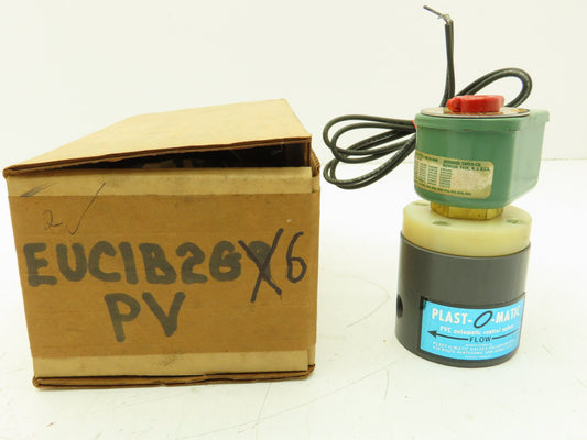 Plast-o-matic EUC1B2G6 Solenoid Valve PVC 2-Way 1/4" NPT NC 120V Coil