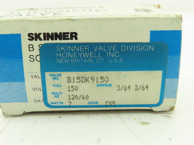 Honeywell Skinner B15DK9150 Solenoid Valve 3-Way NO 120V 150 PSI 1/16" NPT
