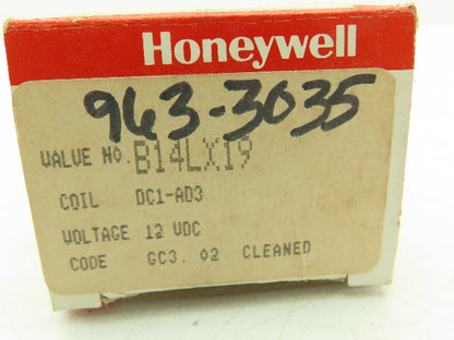 Honeywell Skinner B14LX19 Solenoid Valve 3-Way 12VDC 75 PSI 1/8" NPT Oxygen Use