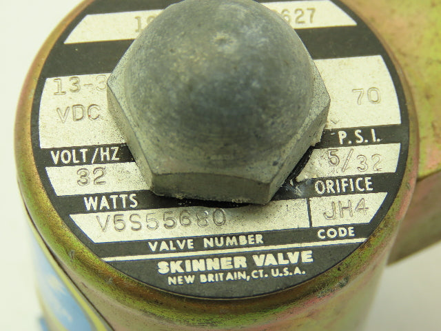 Honeywell Skinner V5S55680 Solenoid Valve 2-Way NC 13-30VDC 70 PSI 1/4" NPT