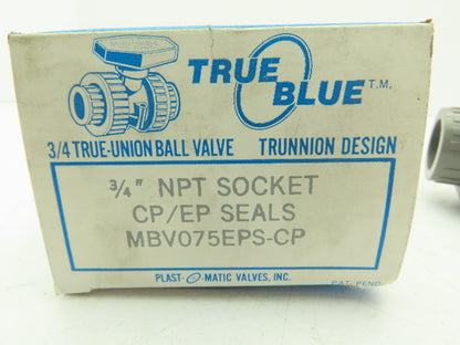 Plast-o-matic MBV075EPS-CP True Blue 3/4" NPT Socket Union Ball Valve EPDM 0.75"