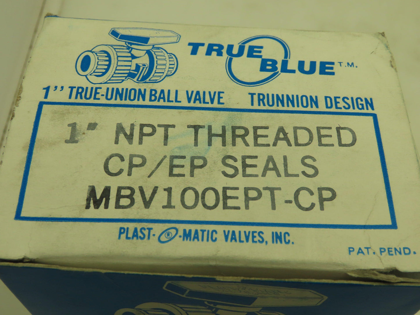 Plast-o-matic MBV100EPT-CP True Blue 1" NPT Threaded True Union Ball Valve EPDM