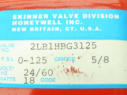 Honeywell Skinner 2LB1HBG3125 Lancer Solenoid Valve 2-Way NO 24VAC 125PSI 3/8NPT