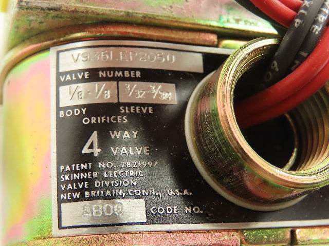 Honeywell Skinner V935LEP2050 Solenoid Valve 4-Way NO 120V 50 PSI 1/4" NPT