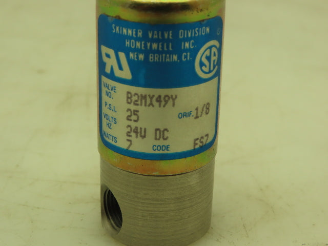 Honeywell Skinner B2MX49Y Solenoid Valve 2-Way NC 24VDC 25 PSI 1/8" NPT