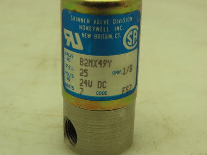 Honeywell Skinner B2MX49Y Solenoid Valve 2-Way NC 24VDC 25 PSI 1/8" NPT