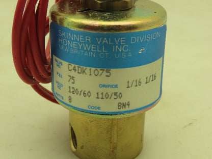 Honeywell Skinner C4DK1075 Solenoid Valve 3-Way NC 120V 75 PSI 1/8" NPT
