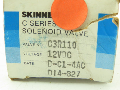Honeywell Skinner C3R110 Solenoid Valve 3-Way NC 12VDC 75 PSI 1/8" NPT