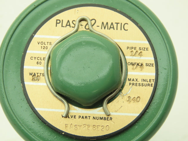 Plast-o-matic EASY2B8E20 Solenoid Valve PVC 3/8" NPT 120 PSI 120V Coil NC