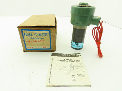 Plast-o-matic EASY2B8E20 Solenoid Valve PVC 3/8" NPT 120 PSI 120V Coil NC
