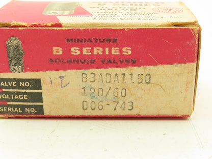 Honeywell Skinner B3ADA1150 Solenoid Valve 3-Way NO 120V 150 PSI 1/8" NPT