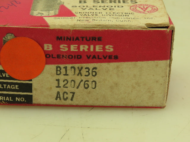Honeywell Skinner B1DX36 Solenoid Valve 2-Way NO 120V 200 PSI 1/8" NPT