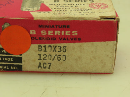 Honeywell Skinner B1DX36 Solenoid Valve 2-Way NO 120V 200 PSI 1/8" NPT