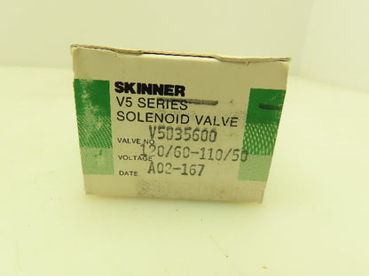 Honeywell Skinner V5D35600 Solenoid Valve 3-Way NC 120V 75 PSI 1/8" NPT 4 Port