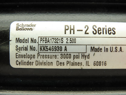 Parker PH-2 Series Hydraulic Cylinder 2" Bore 2.5" Stroke 3000 PSI Trunnion Mt