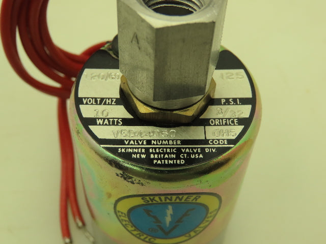 Honeywell Skinner V5D44050 Solenoid Valve 2-Way NO 120V 125 PSI 1/4" NPT