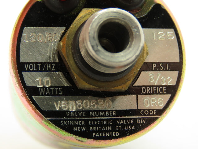 Honeywell Skinner V5D50530 Solenoid Valve 2-Way NO 120V 125 PSI 1/8" NPT