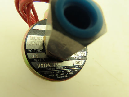 Honeywell Skinner V5D41740 Solenoid Valve 3-Way NC 120V 75 PSI 1/4" NPT