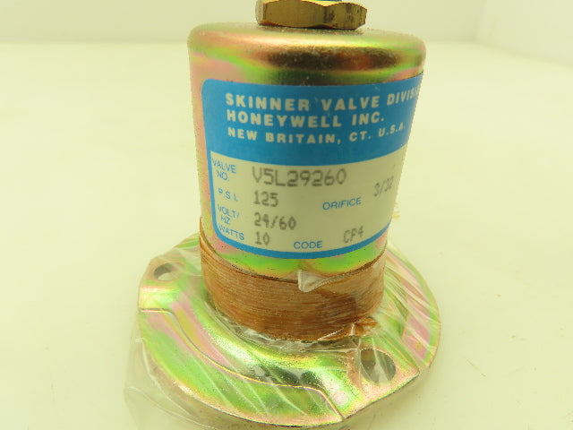Honeywell Skinner V5L29260 Solenoid Valve 2-Way NO 125PSI Manifold Mount No Coil