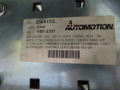 Automotion 36"x10' Belt Drive Live Roller Conveyor 90° Curve End Drive  Lot of 2