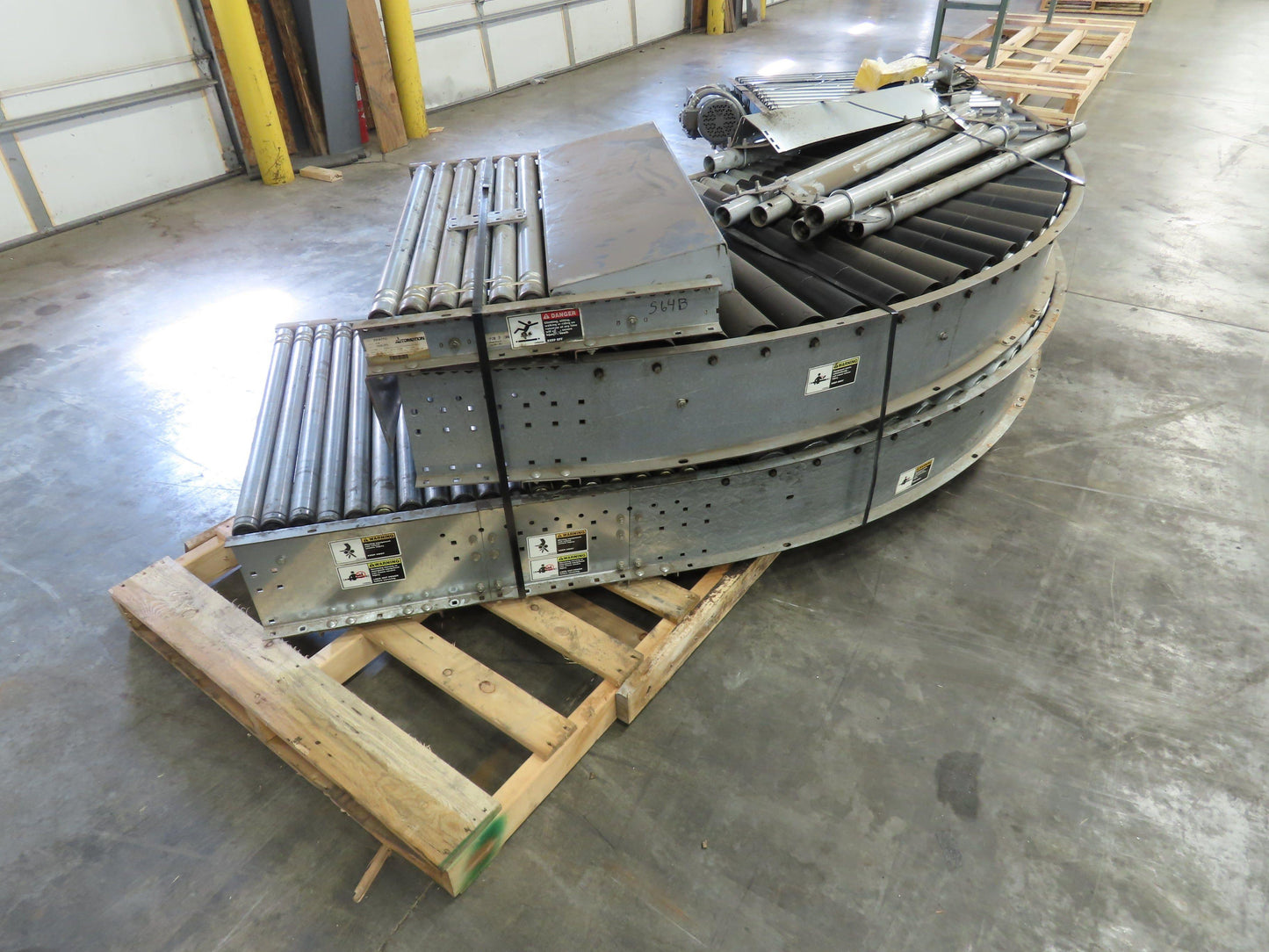 Automotion 36"x10' Belt Drive Live Roller Conveyor 90° Curve End Drive  Lot of 2