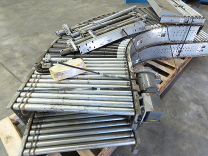 Automotion 36"x10' Belt Drive Live Roller Conveyor 90° Curve End Drive  Lot of 2