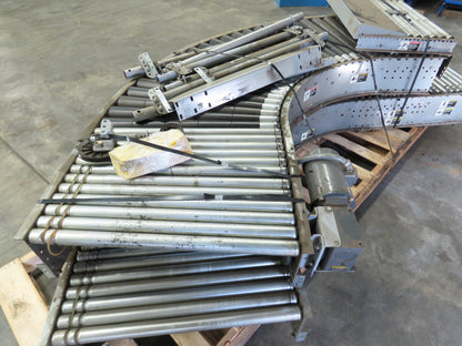 Automotion 36"x10' Belt Drive Live Roller Conveyor 90° Curve End Drive  Lot of 2