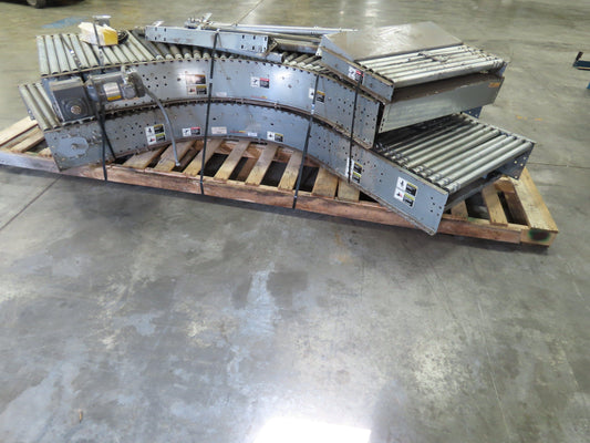 Automotion 36"x10' Belt Drive Live Roller Conveyor 90° Curve End Drive  Lot of 2