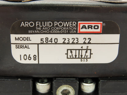 ARO 5840 2323 22 Pneumatic Solenoid Valve 5-Port 115V 150 PSI