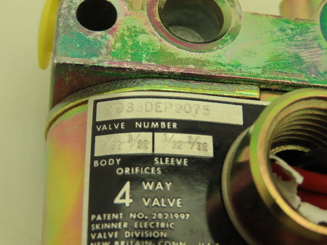 Honeywell Skinner V933DEP2075 Solenoid Valve 4-Way NC 120V 75 PSI 1/4" NPT