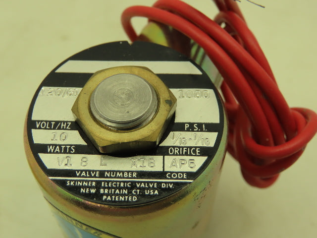 Honeywell Skinner V18LX16 Solenoid Valve 3-Way 120V 1000 PSI 1/16 Orifice