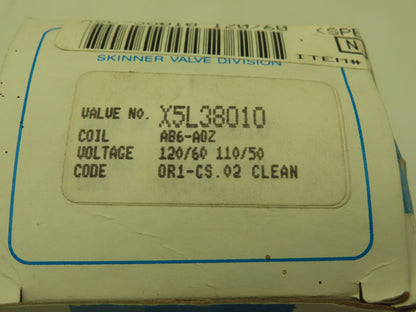 Honeywell Skinner X5L38010 Solenoid Valve 2-Way 120V 75 PSI 1/4" NPT Oxygen Use