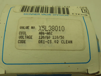 Honeywell Skinner X5L38010 Solenoid Valve 2-Way 120V 75 PSI 1/4" NPT Oxygen Use