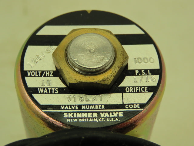 Honeywell Skinner V16LX1 Solenoid Valve 3-Way 120V 1000 PSI 1/16" Orifice