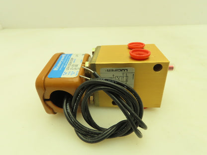 Honeywell Skinner U341B3403DP Solenoid Valve 4-Way NO 24VDC 15-150 PSI 1/4" NPT